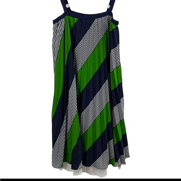 Thakoon for Target Trapeze Dress Sz 7 Green and Navy - Picture 2 of 5